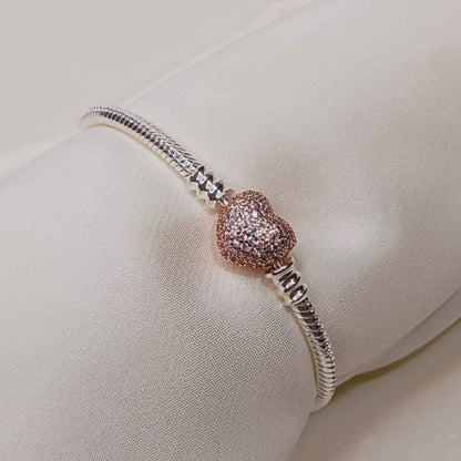 Brazalete Corazón Rose Gold Brillante